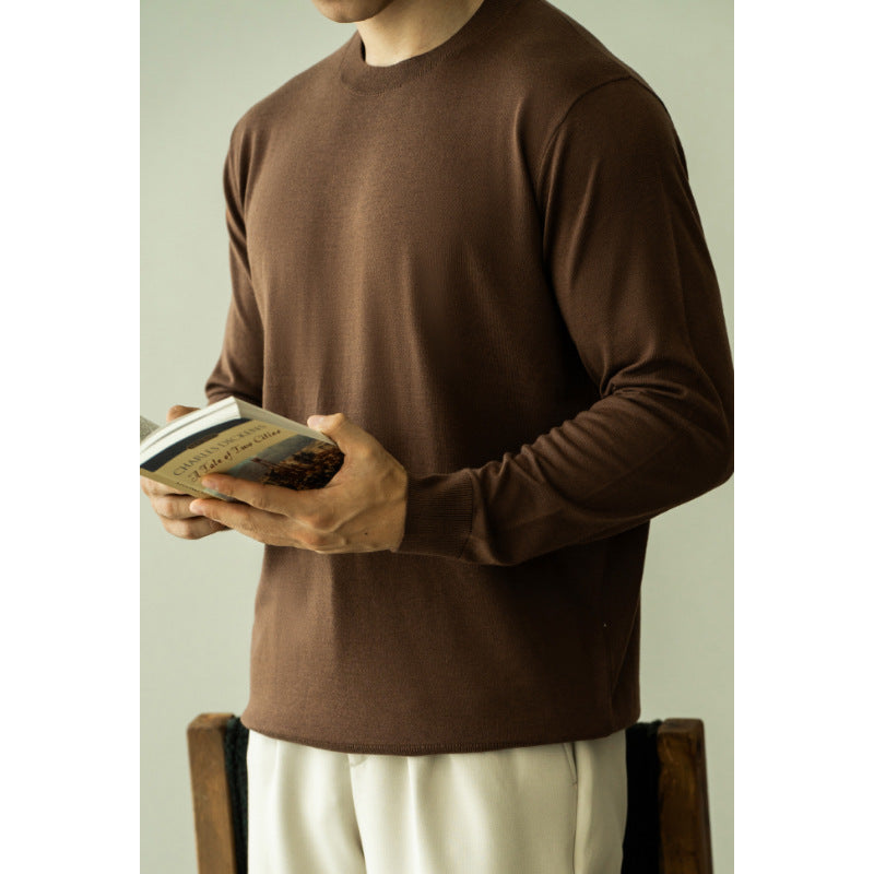 Wool Mulberry Silk 16-pin Import Machine Men's Knitted Long Sleeve