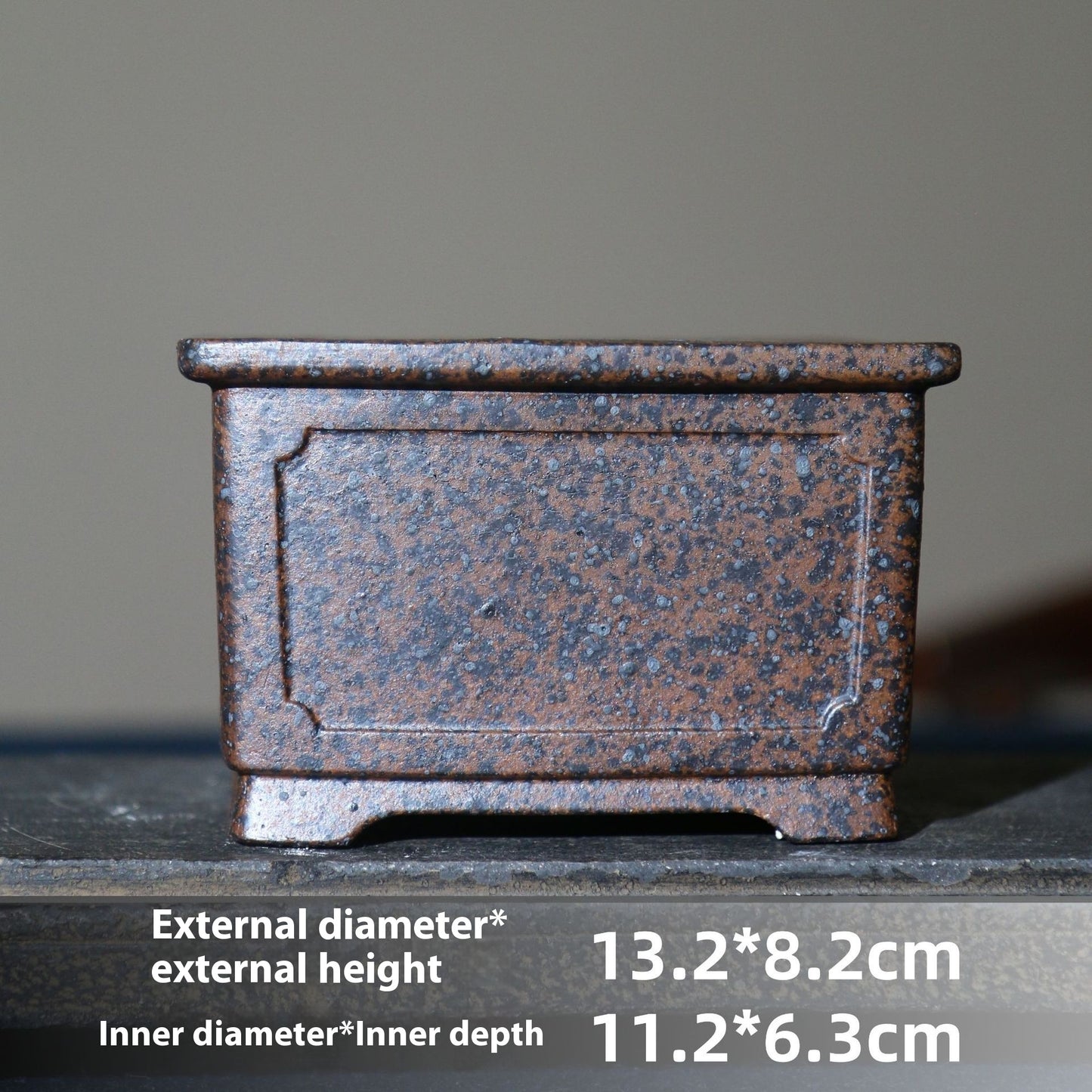 Purple Sand Flower Pot Firewood Square Handmade Bonsai