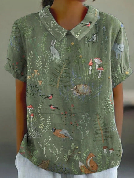 Summer Short Sleeve Printed Pullover Shirt