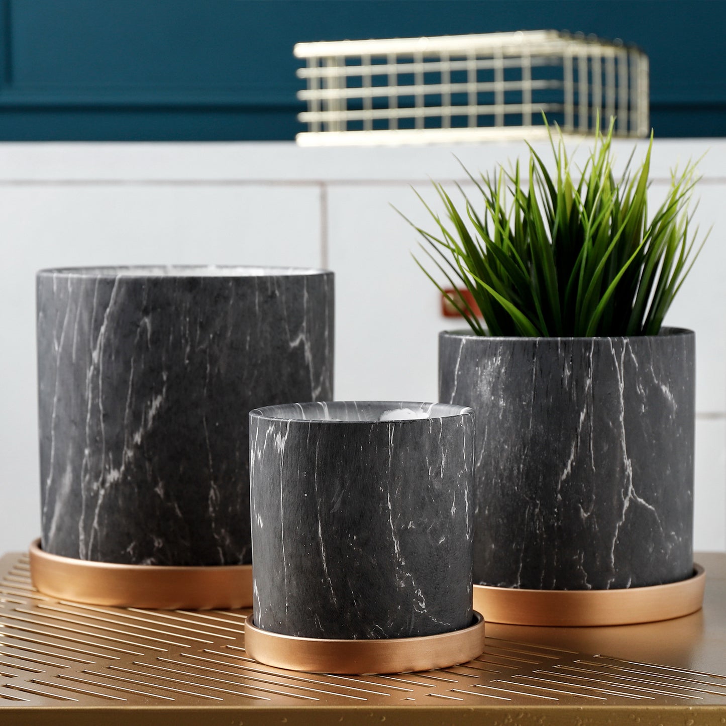 Ceramic Flower Pot Marble Art Flower Pot