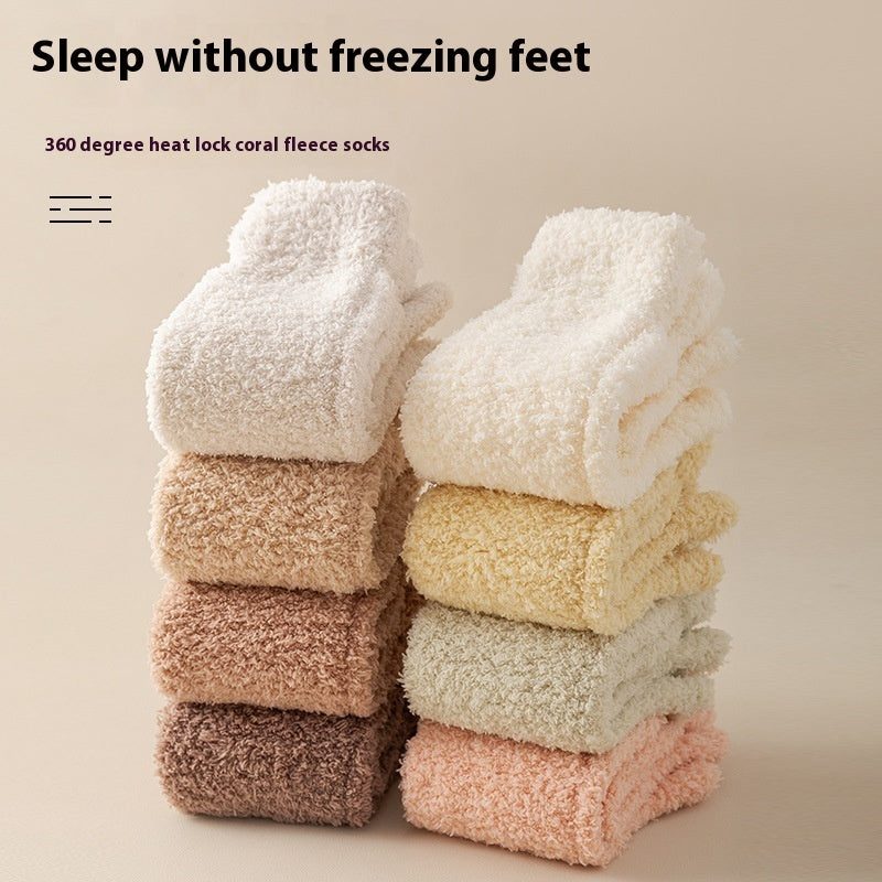 Women's Fleece-lined Thickened Home Sleeping Floor Toe Socks