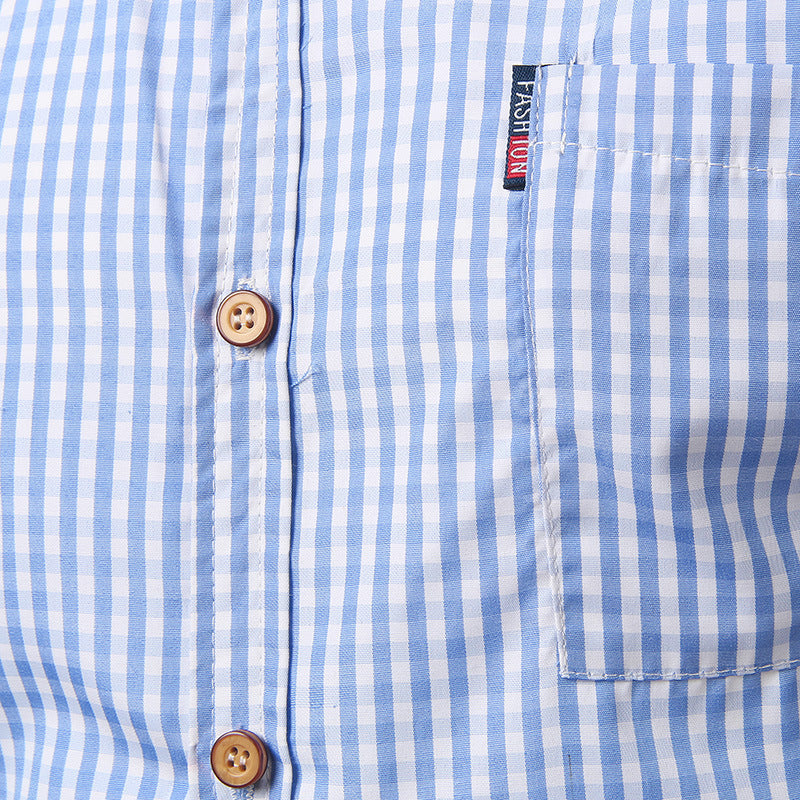 New Simple And Large Size Men's Plaid Shirt Long Sleeve Shirt