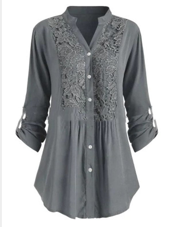 European And American Women's Long-sleeved V-neck Shirt