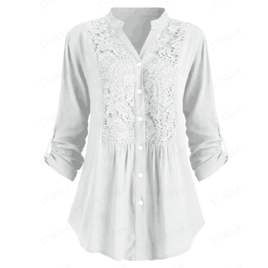 European And American Women's Long-sleeved V-neck Shirt