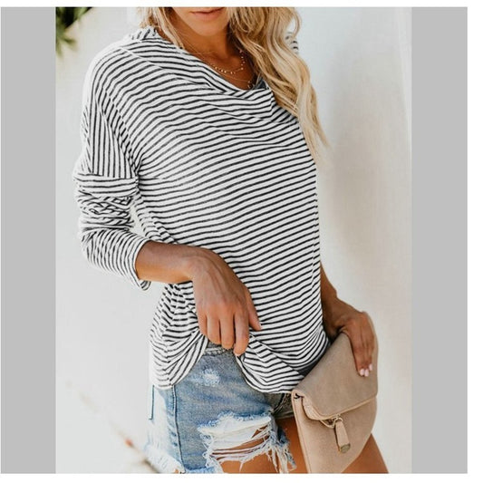Striped Loose Bat Sleeve Women's Top