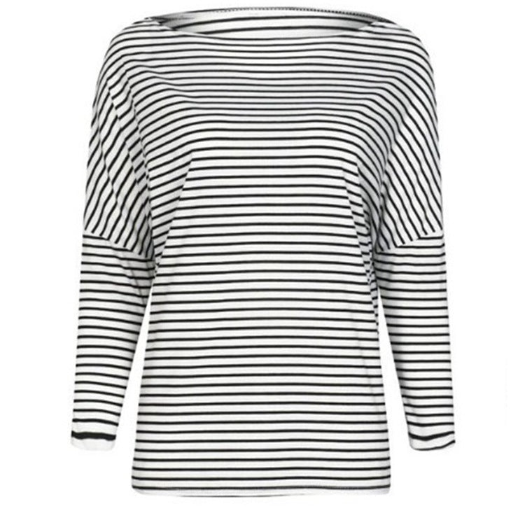 Striped Loose Bat Sleeve Women's Top
