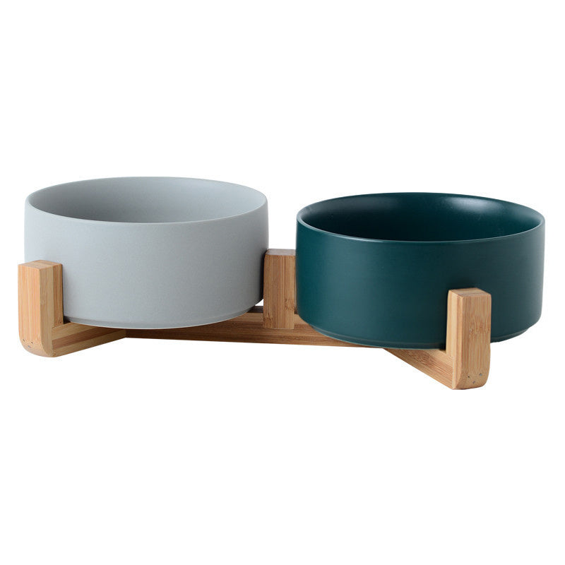 Ceramic Cat Bowl Double Bowl Cat Bowl Ceramic Pet Drinking Bowl Rice Bowl