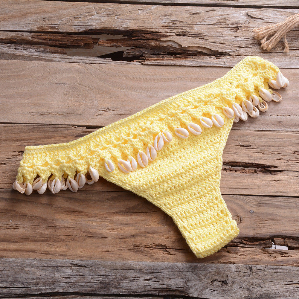 Sexy Personality Hollow Beach Knitted Seashell Pants Women