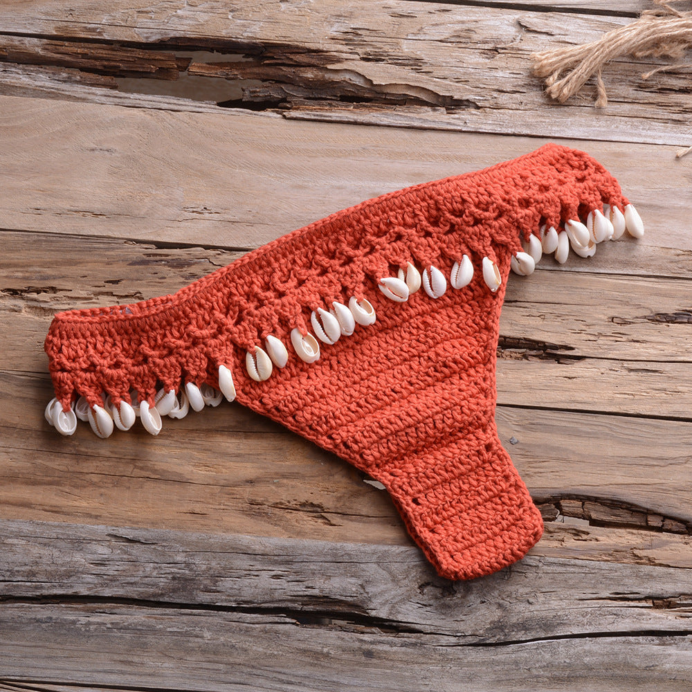 Sexy Personality Hollow Beach Knitted Seashell Pants Women