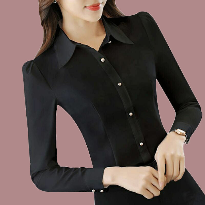 Women's Long-sleeved Slim Solid Color Shirt