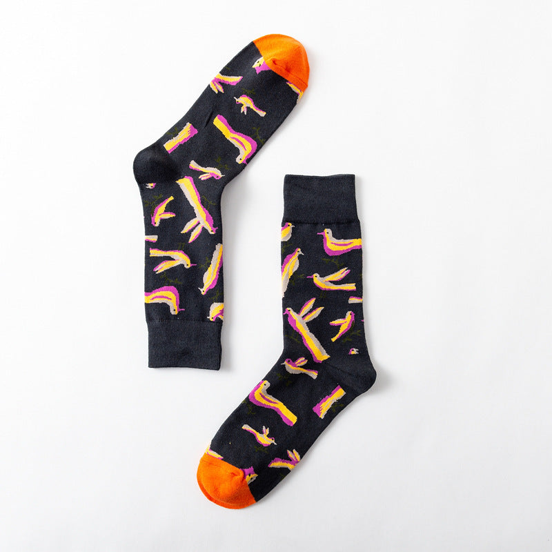 New Big Flower Plant Series Socks Cotton Couple Socks
