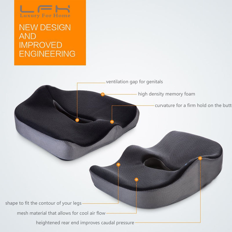 Coccyx Orthopedic Comfortable Memory Foam Chair Car Seat Cushion for Lower Back Tailbone Medical Hemorrhoids Cushion Almofadas 