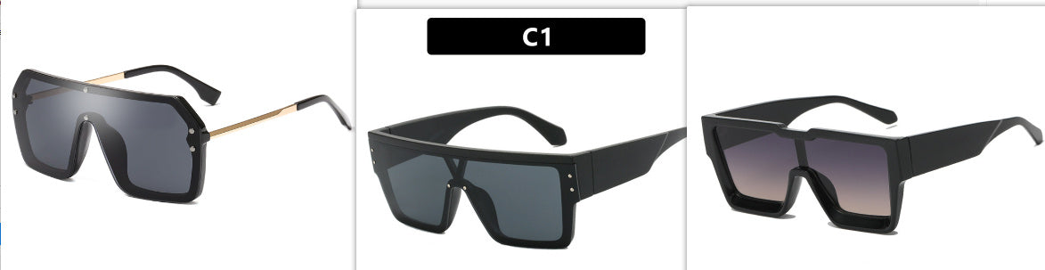 European And American Fashion One Piece Large Frame Square Sunglasses