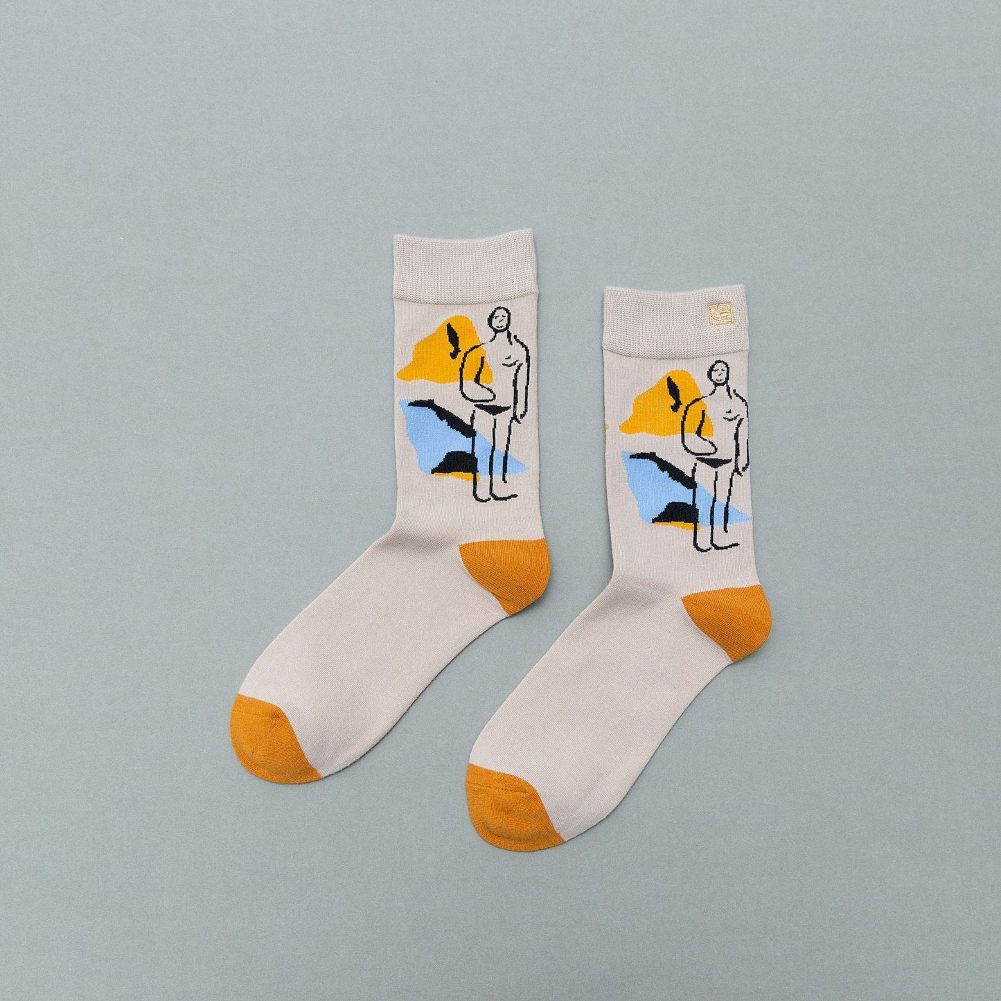 Personality contrast color graffiti character in tube socks Street style fashion cotton socks