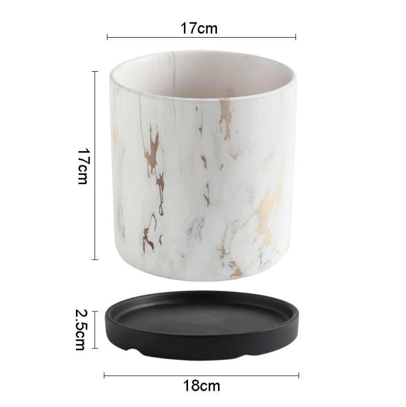 Ceramic Flower Pot Marble Art Flower Pot