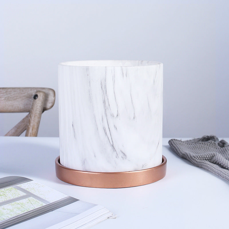 Ceramic Flower Pot Marble Art Flower Pot