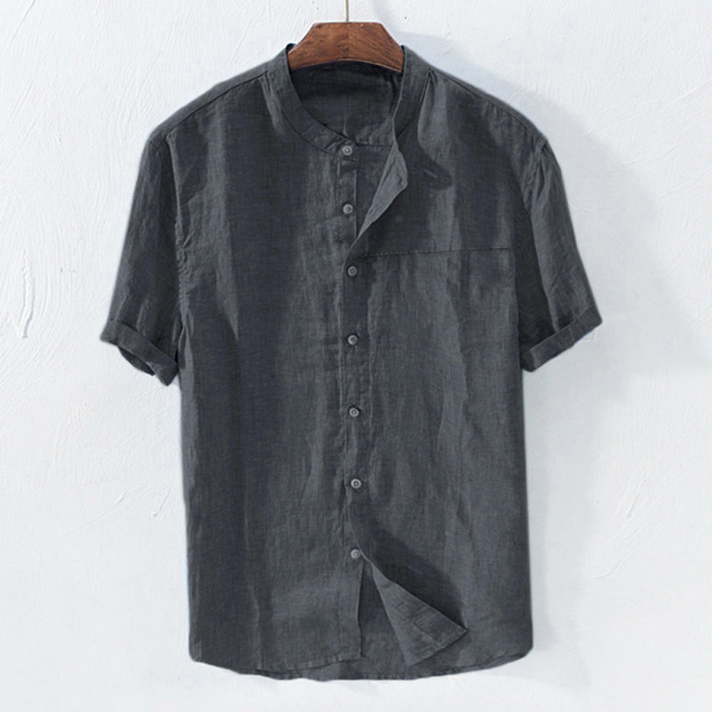 Men's Shirt New Short Sleeve Summer Stand Collar