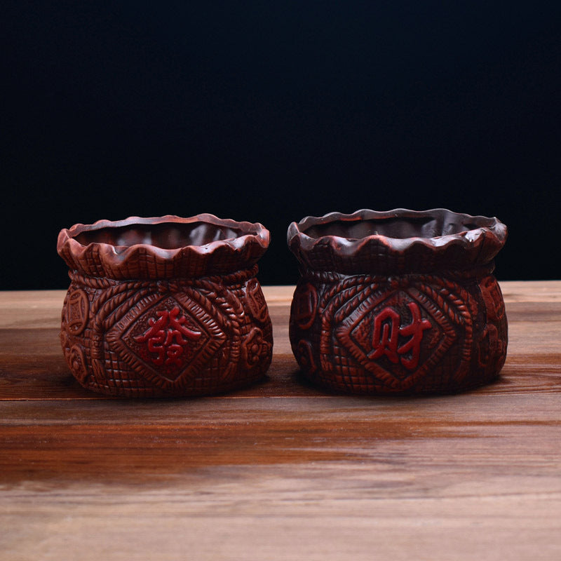 Retro Red Pottery Breathable Succulent Flower Pot