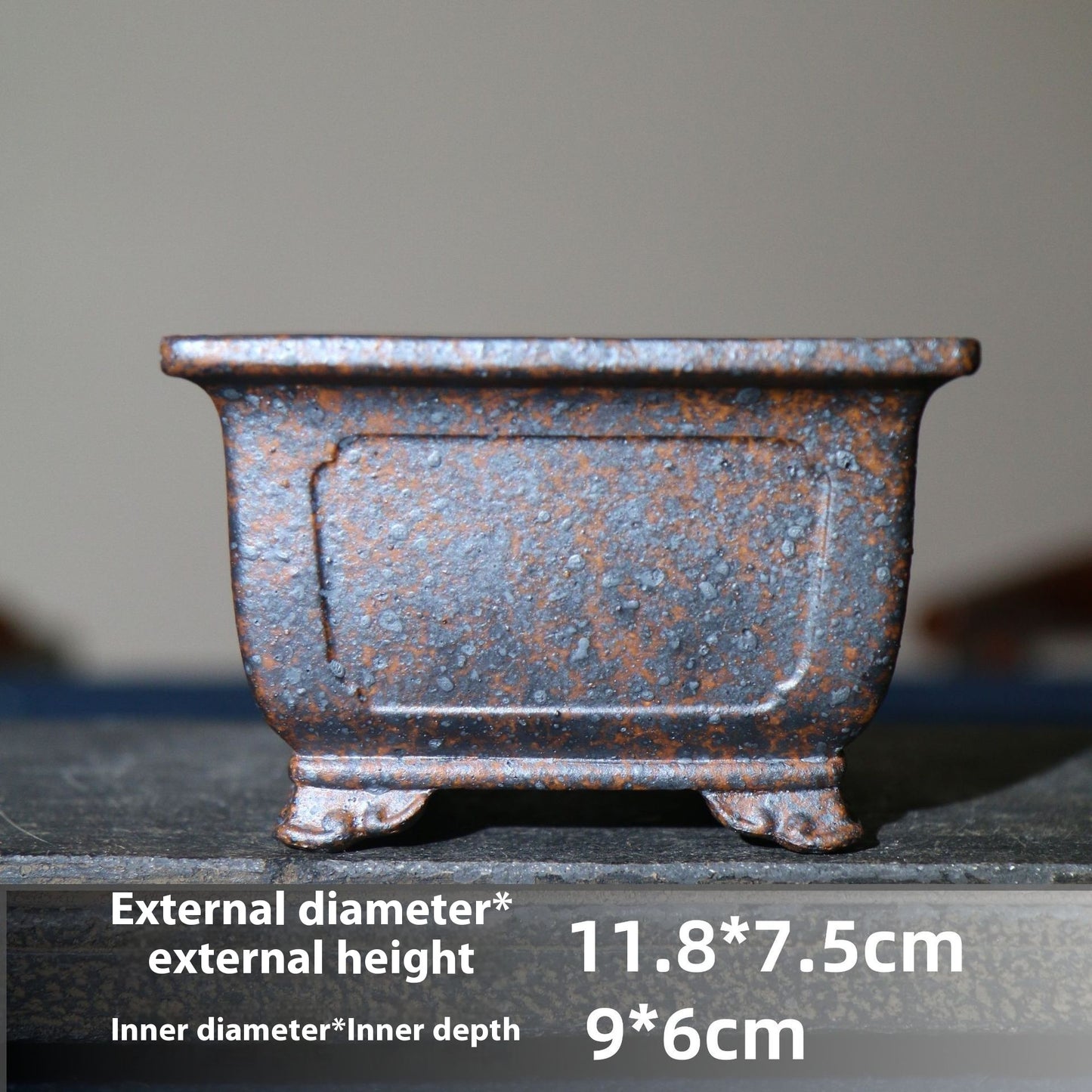 Purple Sand Flower Pot Firewood Square Handmade Bonsai