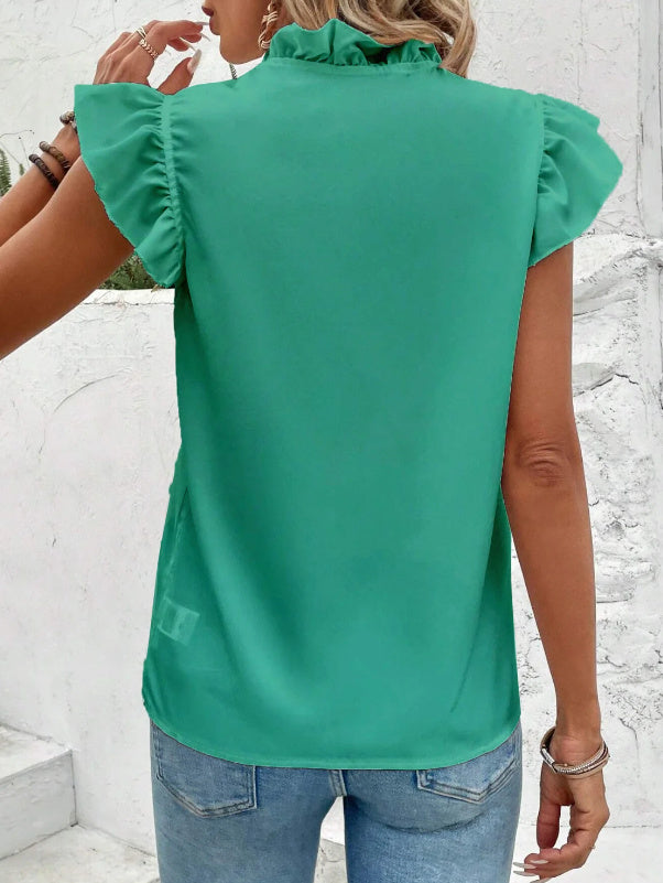 Summer Ruffle Blouse Women's Short Sleeve