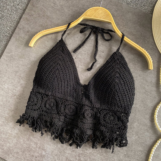 Braided Summer Strap Padded Fringe Top