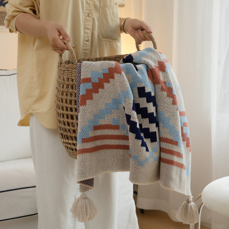 Bohemian Style Sofa Blanket Bay Window Knitted