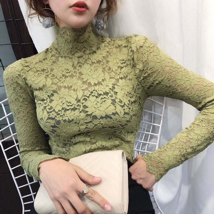 Half high collar lace bottoming shirt