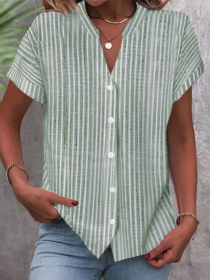 European And American New Short-sleeved Shirt Navy Style Striped Casual T-shirt