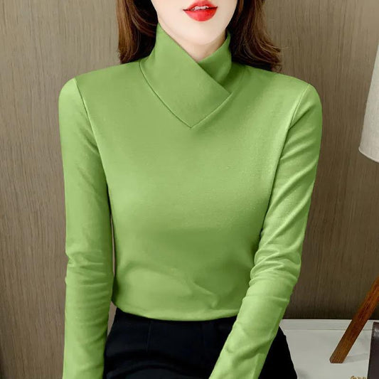 Pure Color Trendy Slim Fit Dralon Bottoming Shirt