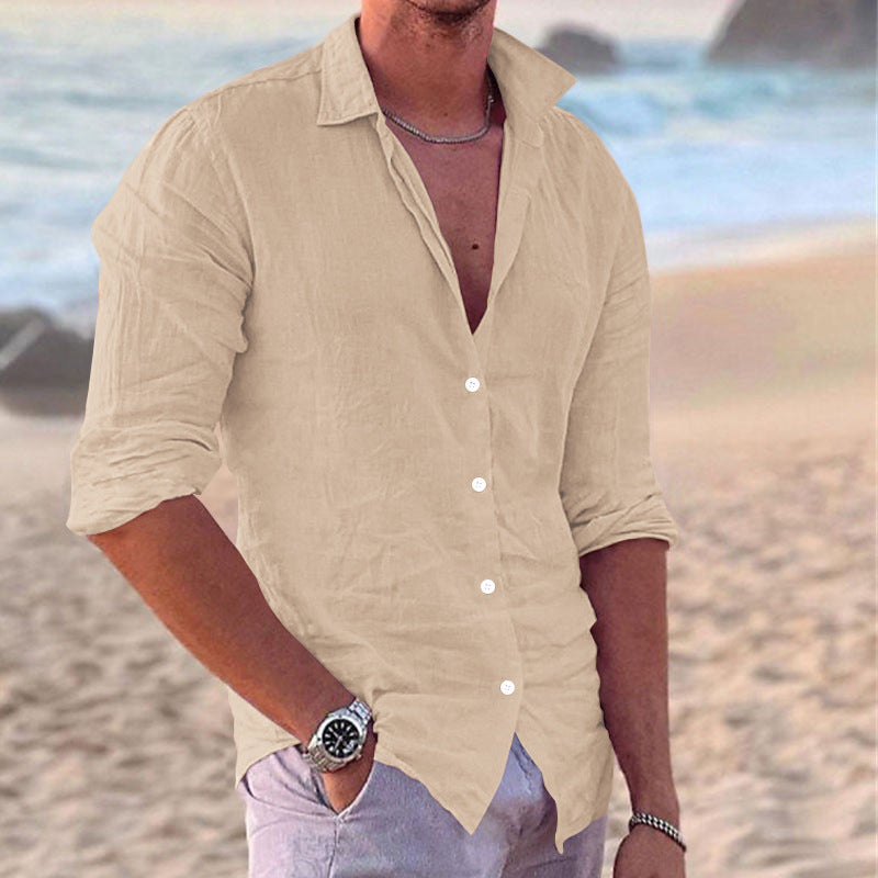 Men's Casual Fashion Cotton And Linen Slim-fit Shirt