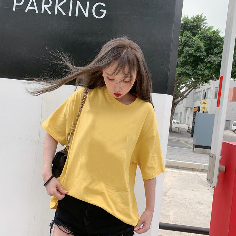 Round neck drop shoulder t-shirt