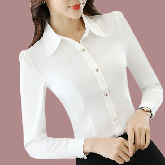 Women's Long-sleeved Slim Solid Color Shirt