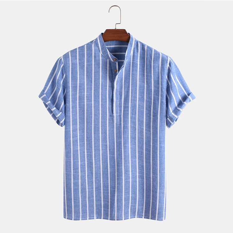 Fashion Striped Casual Men's Shirt Short Sleeve