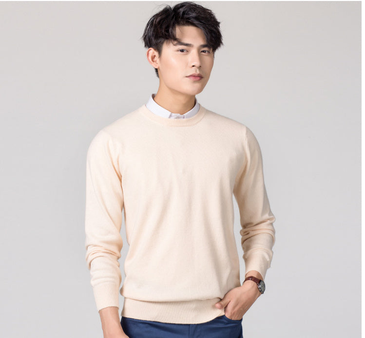 Men's Knitwear Woolen Leisure Pullover Loose Solid Color Sweater