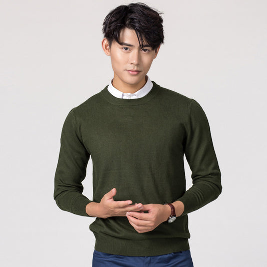Men's Knitwear Woolen Leisure Pullover Loose Solid Color Sweater