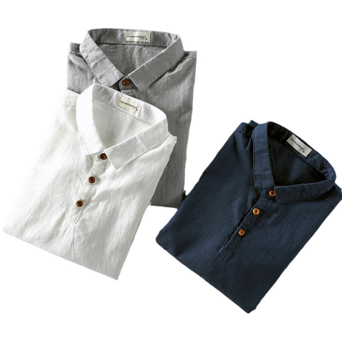 European And American Summer Men's Linen Thin Loose Lapels Short Sleeve Casual Cotton Linen Shirt