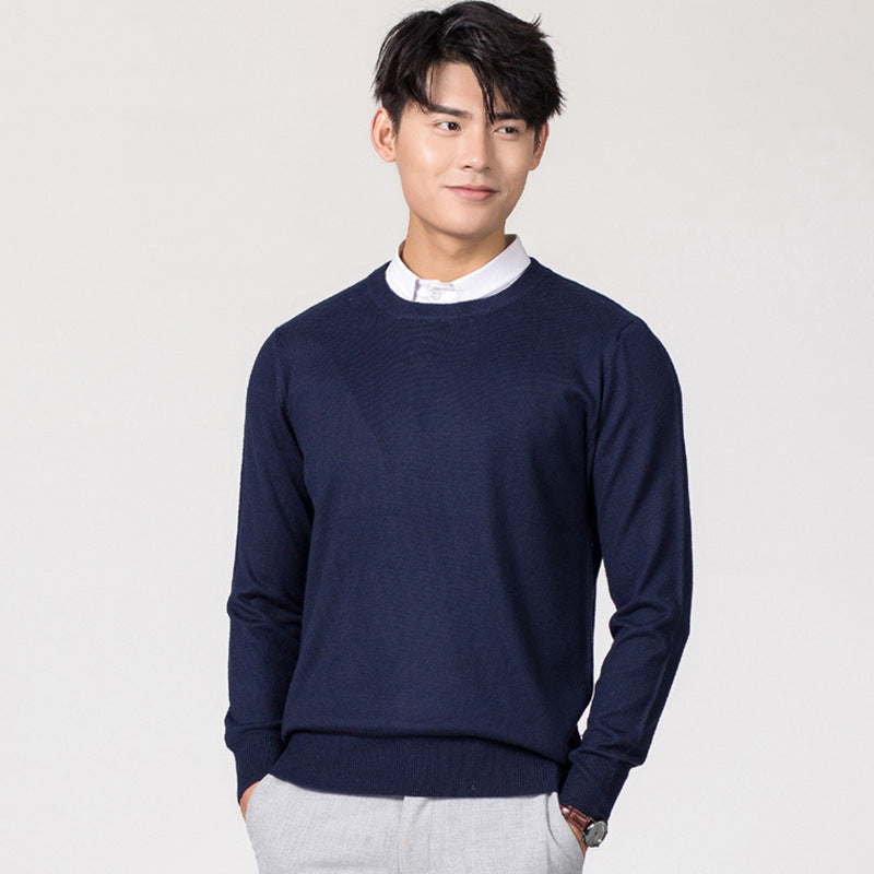 Men's Knitwear Woolen Leisure Pullover Loose Solid Color Sweater