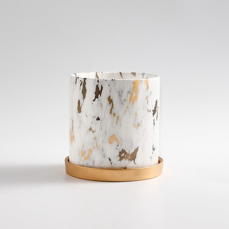 Ceramic Flower Pot Marble Art Flower Pot