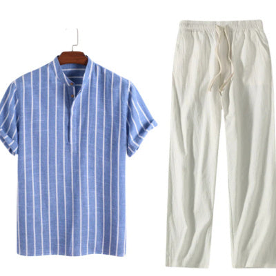 Fashion Striped Casual Men's Shirt Short Sleeve