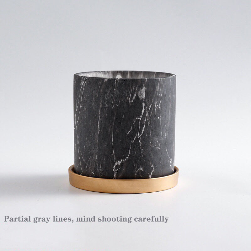 Ceramic Flower Pot Marble Art Flower Pot