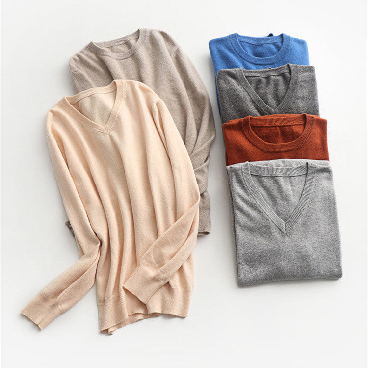 Men's Knitwear Woolen Leisure Pullover Loose Solid Color Sweater