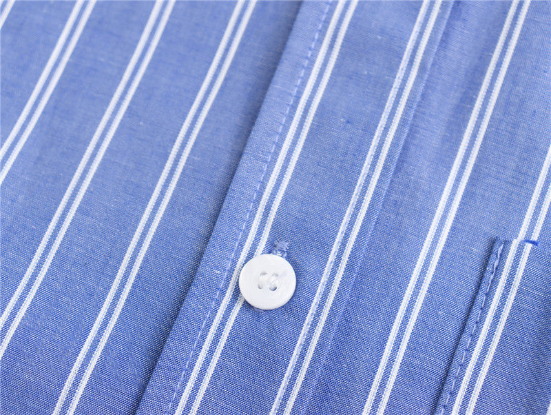 Lapel Long Sleeve Single-breasted Striped Shirt