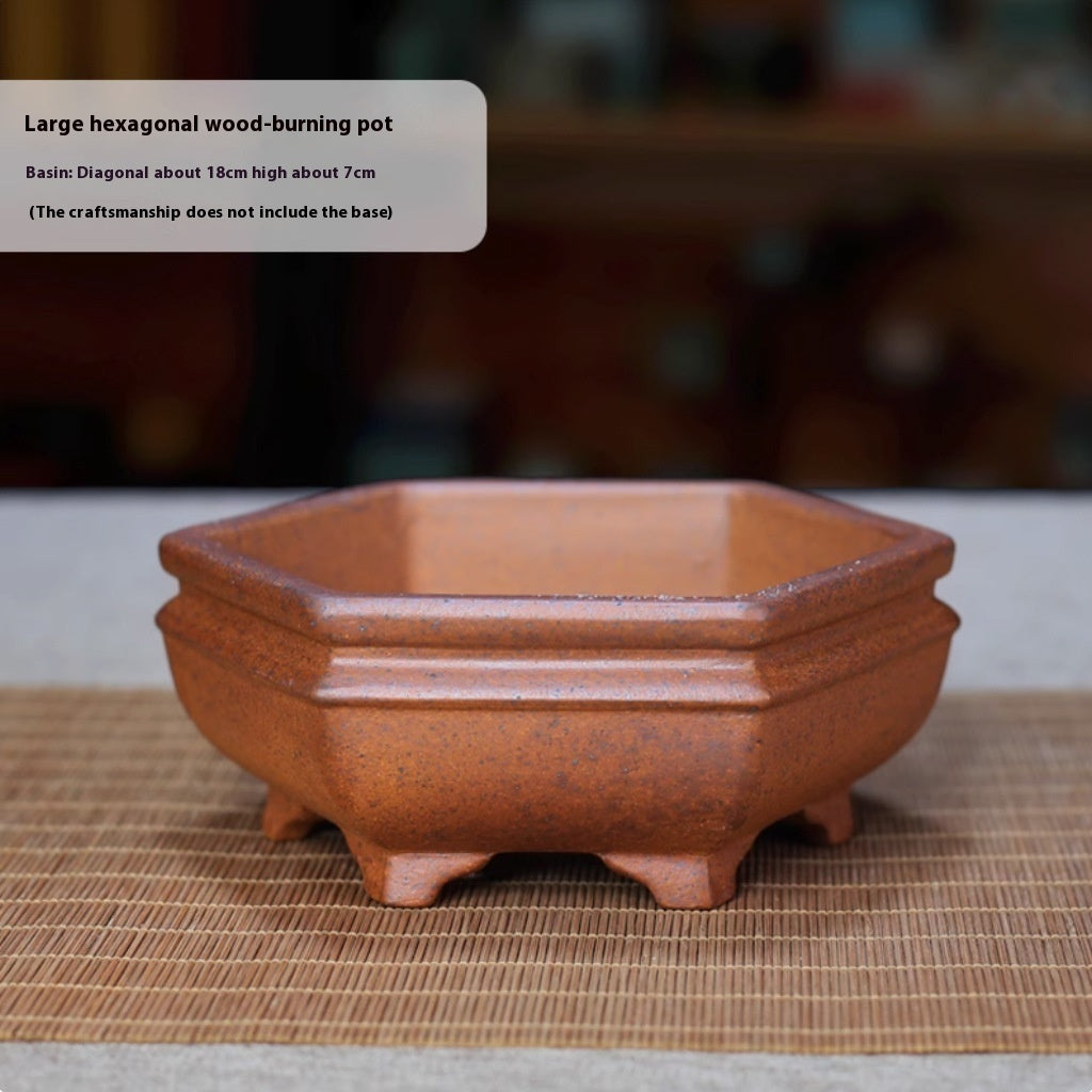 Purple Sand Flower Pot Firewood Square Handmade Bonsai