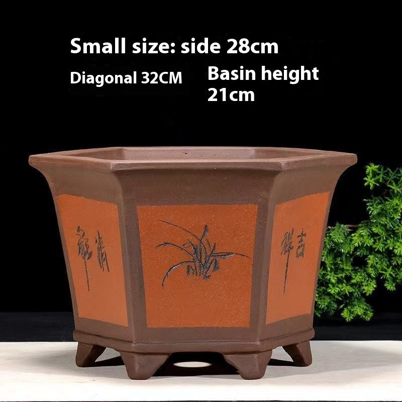 Purple Sand Flowerpot Breathable Bonsai Pot Orchid Pots Banyan Potted Green Radish