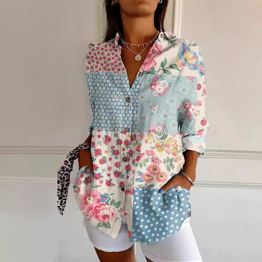 Women's Long Shirt Half Sleeve Floral Print