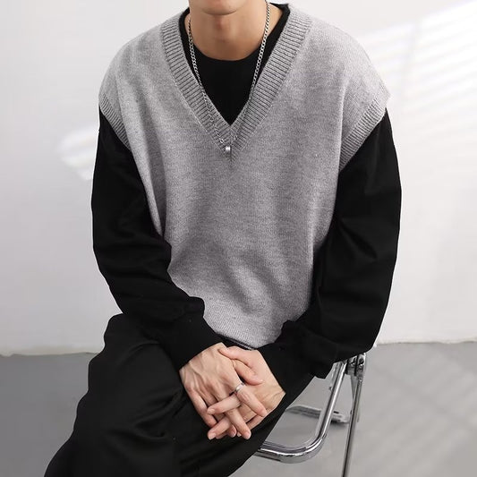 Men's V-neck Fashionable Jacket Sweater Vest Wool