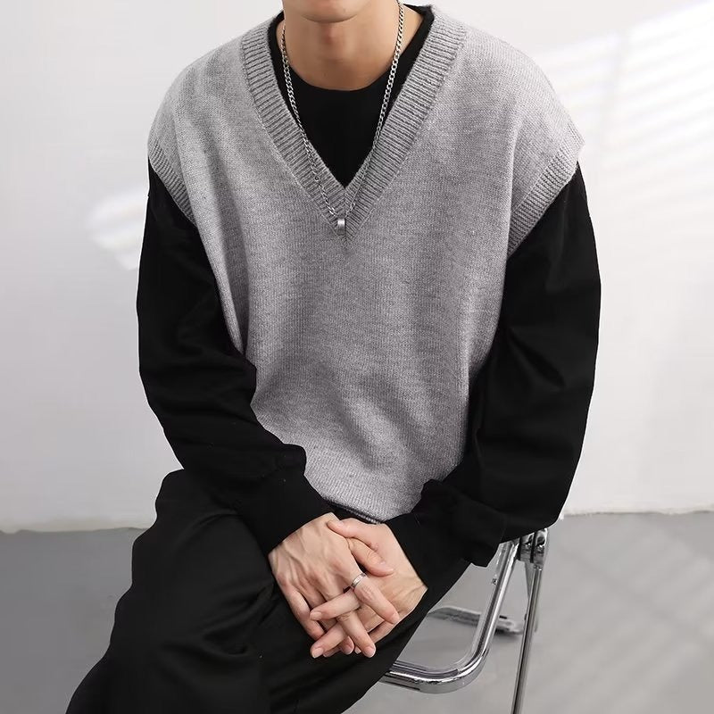 Men's V-neck Fashionable Jacket Sweater Vest Wool