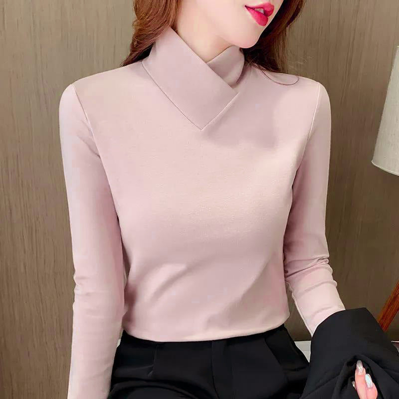 Pure Color Trendy Slim Fit Dralon Bottoming Shirt