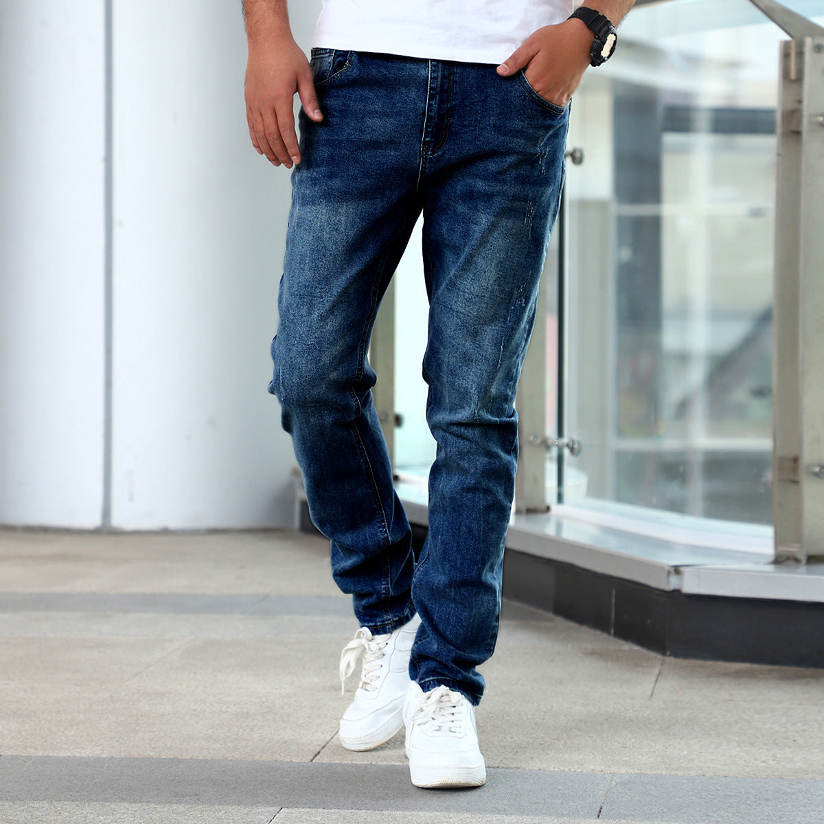 Slim Fit Stretch Men's Youth Blue Casual Pants