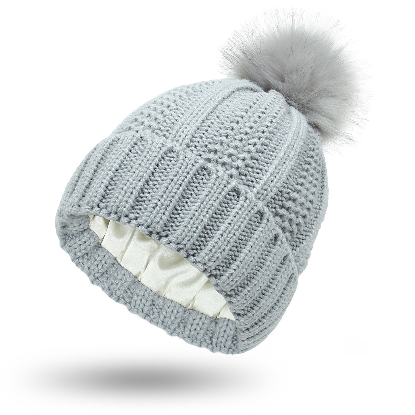 Woolen Cap Knitted Protection Hairstyle Silky Stretch Satin Knitted Hat